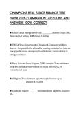 CHAMPIONS REAL ESTATE FINANCE TEST PAPER 2026 EXAMINATION QUESTIONS AND ANSWERS 100&percnt; CORRECT