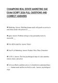CHAMPIONS REAL ESTATE MARKETING SAE EXAM SCRIPT 2026 FULL QUESTIONS AND CORRECT ANSWERS