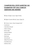 CHAMPIONS REAL ESTATE MARKETING SAE EXAMINATION TEST 2026 COMPLETE QUESTIONS AND ANSWERS