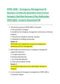 NFPA 1600 Emergency Management and Business Continuity Exam Test Bank Verified Questions Answers 2025&sol; 2026