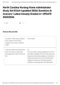North Carolina Nursing Home Administrator Study Set EXAM &lpar;updated 2026&rpar; Questions & Answers &vert; Latest Already Graded A&plus; UPDATE 2025&vert;2026
