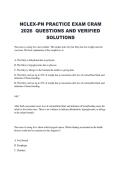 NCLEX-PN PRACTICE EXAM CRAM 2026  QUESTIONS AND VERIFIED SOLUTIONS