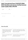 study 4 brewista test Exam COMPLETE &lpar;2026&rpar; EXAM Questions and Answers &lpar;Verified Answers&rpar; &lpar;Latest Update 2026&rpar; UPDATE&excl;&excl;