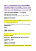 Rail Dispatcher Certification Exam Questions  With Correct Answers &lpar;Verified Answers&rpar; Plus  Rationales 2026 Q&A &vert; Instant Download Pdf 