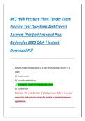 NYC High Pressure Plant Tender Exam  Practice Test Questions And Correct  Answers &lpar;Verified Answers&rpar; Plus  Rationales 2026 Q&A &vert; Instant  Download Pdf 