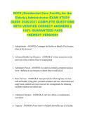 RCFE &lpar;Residential Care Facility for the  Elderly&rpar; Administrator EXAM STUDY  GUIDE 2026&sol;2027 COMPLETE QUESTIONS  WITH VERIFIED CORRECT ANSWERS &vert;&vert;  100&percnt; GUARANTEED PASS  <NEWEST VERSION> 