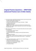 Original Practice Questions NRNP 6540 &lpar;Advanced Practice Care of Older Adults&rpar;