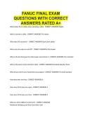 FANUC FINAL EXAM QUESTIONS WITH CORRECT ANSWERS RATED A&plus;