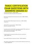 FANUC CERTIFICATION EXAM QUESTIONS WITH ANSWERS GRADED A&plus;