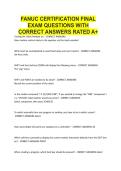 FANUC CERTIFICATION FINAL EXAM QUESTIONS WITH CORRECT ANSWERS RATED A&plus;