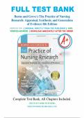 Test Bank - Burns and Grove's The Practice of Nursing Research&comma; 8th Edition &lpar;Gray&comma; 2017&rpar;&comma; Chapter 1-29 &vert; All Chapters &vert; ISBN 9780323377584