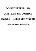 TCAR Post Test Questions & Answers 2025&sol;2026 &ndash; A&plus; Graded Surgical Tech Review