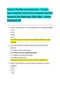 Ontario Plumber Licensing Exam Test Bank Verified Questions Answers 2025&sol; 2026