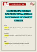 ENVIRONMENTAL SCIENCE B EXAM REVIEW ACTUAL 2026 QUESTIONS AND 100&percnt; CORRECT ANSWERS