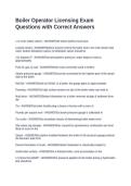 Boiler Operator Licensing Exam Questions with Correct Answers