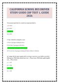 CALIFORNIA SCHOOL BUS DRIVER STUDY GUIDE CHP TEST 1&comma; GUIDE 2026