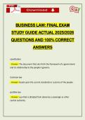 BUSINESS LAW&colon; FINAL EXAM STUDY GUIDE ACTUAL 2026 QUESTIONS AND 100&percnt; CORRECT ANSWERS