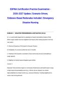 EDPNA Certification Practice Examination - 2026-2027 Update &vert; Scenario-Driven&comma; Evidence-Based Rationales Included &vert; Emergency Disaster Nursing