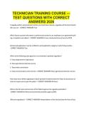 TECHNICIAN TRAINING COURSE &mdash; TEST QUESTIONS WITH CORRECT ANSWERS 2026