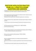 PESTICIDE APPLICATOR PRACTICE EXAM- ALL 3 PRACTICE EXAMS QUESTIONS AND ANSWERS