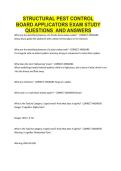STRUCTURAL PEST CONTROL BOARD APPLICATORS EXAM STUDY QUESTIONS AND ANSWERS