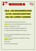 CSLB - LAW AND BUSINESS EXAM ACTUAL 2026 QUESTIONS AND 100&percnt; CORRECT ANSWERS