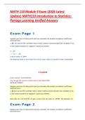 MATH 110 Module 9 Exam &lpar;2026 Latest Update&rpar; MATH110 Introduction to Statistics&colon; Portage Learning Verified Answers 