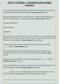 ACCT 212 Week 1 Questions and Verified  Answers