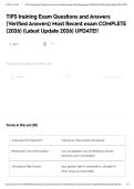 TIPS training Exam Questions and Answers &lpar;Verified Answers&rpar; Most Recent exam COMPLETE &lpar;2026&rpar; &lpar;Latest Update 2026&rpar; UPDATE&excl;&excl;