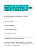 DOCUMENTATION ELECTRONIC HEALTH RECORD EXAMINATION TEST 2026 COMPLETE QUESTIONS AND CORRECT ANSWERS
