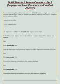 BLAW Module 3 Review Questions - Set 2  &lpar;Employment Law&rpar; Questions and Verified  Answers
