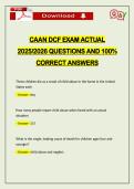 CAAN DCF EXAM ACTUAL 2026 QUESTIONS AND 100&percnt; CORRECT ANSWERS