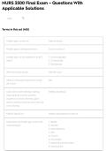 NURS 3500 Final Exam &ndash; Questions With Applicable Solutions