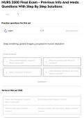 NURS 3500 Final Exam - Previous Info And Meds&colon; Questions With Step By Step Solutions