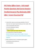 NYC Police Officer Exam &ndash; Full-Length  Practice Questions And Correct Answers  &lpar;Verified Answers&rpar; Plus Rationales 2026  Q&A &vert; Instant Download Pdf 