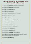 California Commercial Insurance Exam Part II  Questions and Verified Answers 