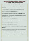Certified Clinical Electrologist Exam Florida  Questions and Verified Answers