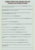 certified mobile crane operator prep test  Questions and Verified Answers 