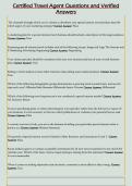 Certified Travel Agent Questions and Verified  Answers