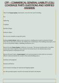 CPP &ndash; COMMERICAL GENERAL LIABILITY &lpar;CGL&rpar;  COVERAGE PARTS QUESTIONS AND VERIFIED  ANSWERS