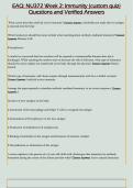 EAQ&colon; NU372 Week 2&colon; Immunity &lpar;custom quiz&rpar;  Questions and Verified Answers 