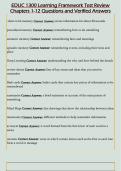 EDUC 1300 Learning Framework Test Review  Chapters 1-12 Questions and Verified Answers
