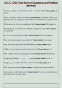 EDUC 1300 Final Review Questions and Verified  Answers 