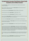 Fundamental Concepts Final Review Study Guide  Questions and Verified Answers 