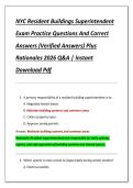 NYC Resident Buildings Superintendent  Exam Practice Questions And Correct  Answers &lpar;Verified Answers&rpar; Plus  Rationales 2026 Q&A &vert; Instant  Download Pdf 