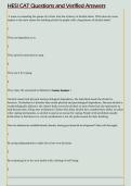 HESI CAT Questions and Verified Answers 