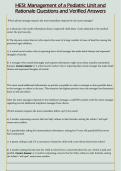 HESI&colon; Management of a Pediatric Unit and  Rationale Questions and Verified Answers 