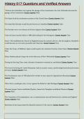History 017 Questions and Verified Answers