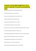 DANCE 100 PSU MIDTERM PRACTICE QUESTIONS WITH VERIFIED ANSWERS 2024