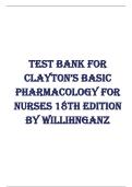 Test Bank For Clayton-s Basic Pharmacology for Nurses 18th Edition By Michelle Willihnganz&semi;